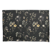 Waterverf Wildflower Black Botanical Delicate Kussensloop (Voorkant)