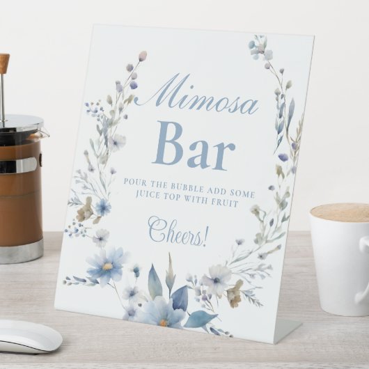 Waterverf wildflower blauw Mimosa Bar Sign Reclamebord Met Voetstuk (Insitu)