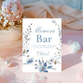 Waterverf wildflower blauw Mimosa Bar Sign Reclamebord Met Voetstuk