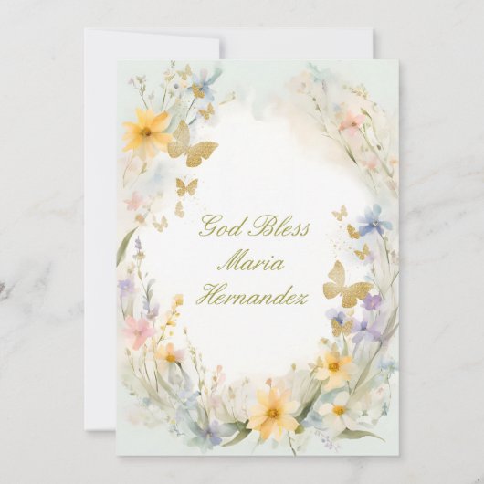 Waterverf Wildflower Bloemdoop uitnodiging (Achterkant)