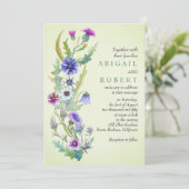 Waterverf Wildflower Bloemen bord Groen Bruiloft Kaart (Staand voorkant)