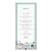 Waterverf Wildflower Bloemen Bruiloft Menukaart Reclamekaart (Voorkant)