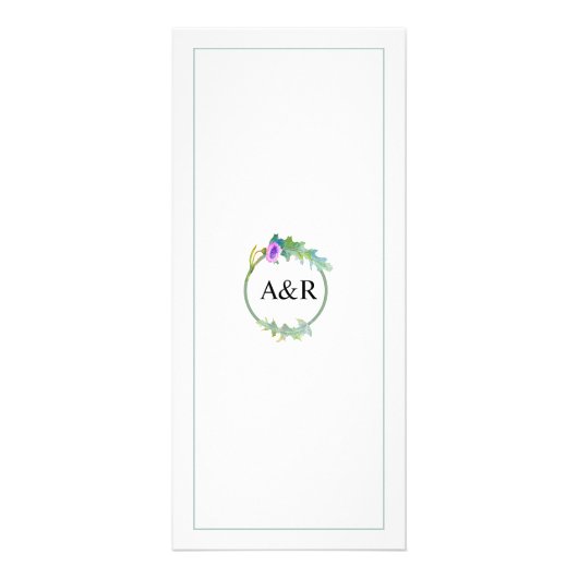 Waterverf Wildflower Bloemen Bruiloft Menukaart Reclamekaart (Achterkant)