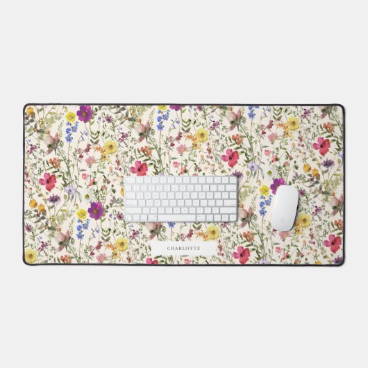 Waterverf Wildflower Bloemen Desk Mat (Keyboard & Muis)