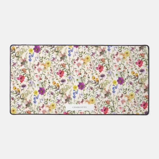 Waterverf Wildflower Bloemen Desk Mat (Voorkant)