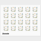 Waterverf Wildflower Bloemen Huwelijk Monogram Vierkante Sticker (Vel)