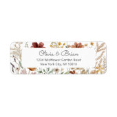 Waterverf Wildflower  Bloemen Retouradres Etiket (Voorkant)