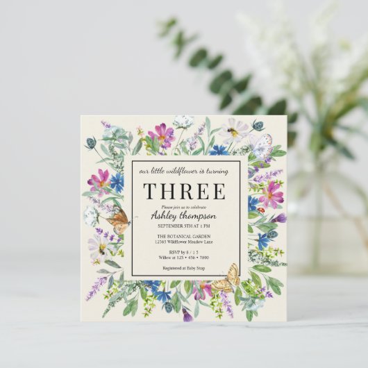 Waterverf Wildflower | Bloemen Verjaardag | Willek Kaart (Staand voorkant)