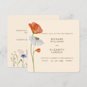 Waterverf Wildflower bloemenelegante bruiloft Kaart (Voorkant / Achterkant)