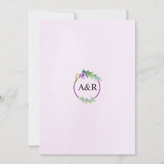 Waterverf Wildflower bloemenroze bruiloft Kaart (Achterkant)