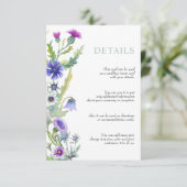 Waterverf Wildflower bloemenslinger bruiloft Informatiekaartje (Staand voorkant)