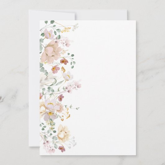 Waterverf Wildflower Bloom Spring Vrijgezellenfees Kaart (Achterkant)