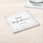 Waterverf Wildflower Blue Flower Baby shower Kartonnen Onderzetters (Schuin)