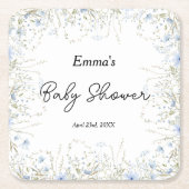 Waterverf Wildflower Blue Flower Baby shower Kartonnen Onderzetters (Voorkant)