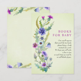 Waterverf wildflower Boeken voor Baby Baby shower Informatiekaartje