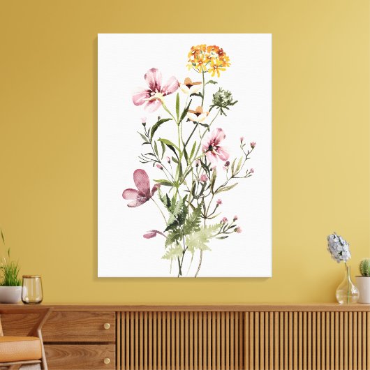 Waterverf Wildflower Boeket #1 Canvas Afdruk (Insitu (Woonkamer))