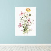 Waterverf Wildflower Boeket #1 Canvas Afdruk (Insitu (Houten vloer))