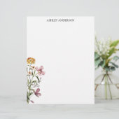 Waterverf Wildflower Boeket #1 Gepersonaliseerde n Briefhoofd (Staand voorkant)