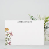 Waterverf Wildflower Boeket #1 Gepersonaliseerde n Briefpapier (Staand voorkant)