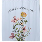 Waterverf Wildflower Boeket #1 Gepersonaliseerde n Douchegordijn (Voorkant)