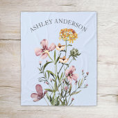 Waterverf Wildflower Boeket #1 Gepersonaliseerde n Fleece Deken