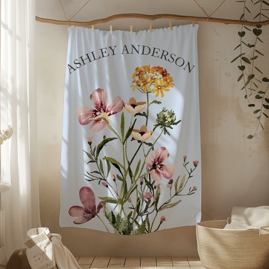 Waterverf Wildflower Boeket #1 Gepersonaliseerde n Fleece Deken