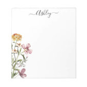 Waterverf Wildflower Boeket #1 Gepersonaliseerde n Notitieblok (Voorkant)