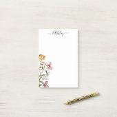 Waterverf Wildflower Boeket #1 Gepersonaliseerde n Post-it® Notes (Op bureau)