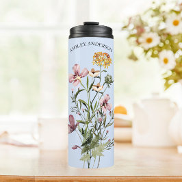 Waterverf Wildflower Boeket #1 Gepersonaliseerde n Thermosbeker