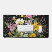 waterverf wildflower boeket op zwarte achtergrond bureaumat (Keyboard & Muis)