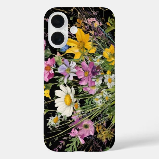 waterverf wildflower boeket op zwarte achtergrond Case-Mate iPhone case (Achterkant)