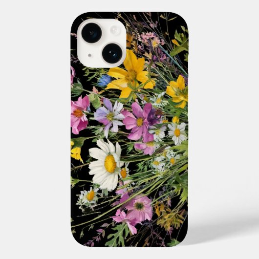 waterverf wildflower boeket op zwarte achtergrond Case-Mate iPhone case (Achterkant)