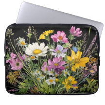 waterverf wildflower boeket op zwarte achtergrond