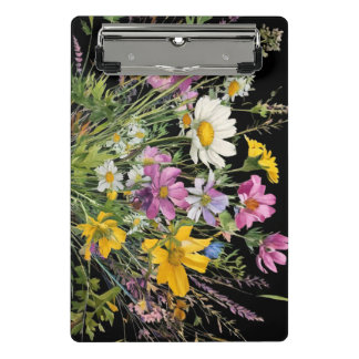 waterverf wildflower boeket op zwarte achtergrond mini klembord