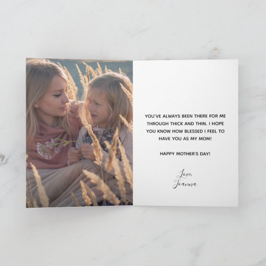 Waterverf Wildflower Boeket w/Foto Moederdag Kaart (Binnen)