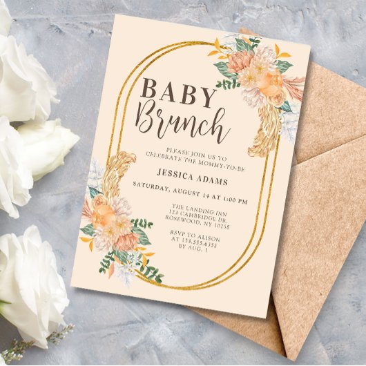 Waterverf Wildflower Boho Baby Brunch Kaart