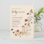 Waterverf Wildflower Boho Baby shower Kaart (Staand voorkant)