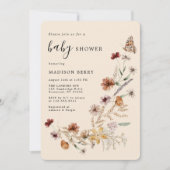 Waterverf Wildflower Boho Baby shower Kaart (Voorkant)