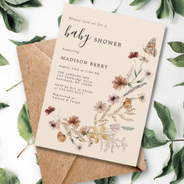 Waterverf Wildflower Boho Baby shower Kaart