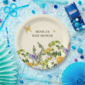 Waterverf Wildflower Boho Baby shower Papieren Bordje (Feest)