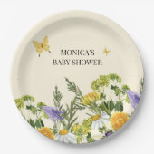 Waterverf Wildflower Boho Baby shower Papieren Bordje (Voorkant)