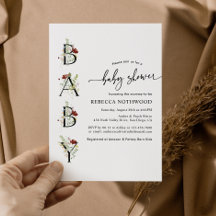 Waterverf Wildflower Boho Baby shower Uitnodiging