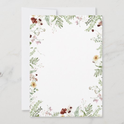 Waterverf Wildflower Boho Baby shower Uitnodiging (Achterkant)