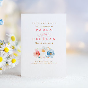 Waterverf Wildflower Boho Bewaar de datum Save The Date