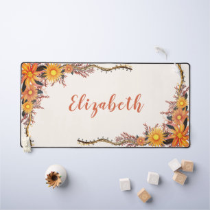 Waterverf Wildflower Boho Geel Sinaasappel Persoon Bureaumat