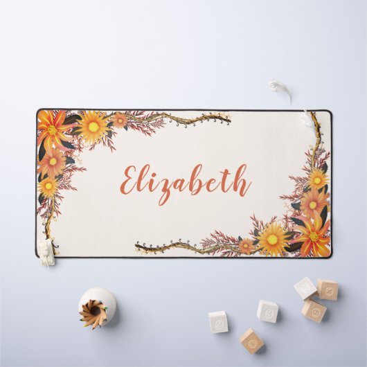 Waterverf Wildflower Boho Geel Sinaasappel Persoon Bureaumat (Kindertafel)