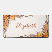 Waterverf Wildflower Boho Geel Sinaasappel Persoon Bureaumat (Voorkant)