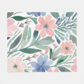 Waterverf Wildflower Boho Soft Pastel Spring Fleece Deken (Voorkant (Horizontaal))
