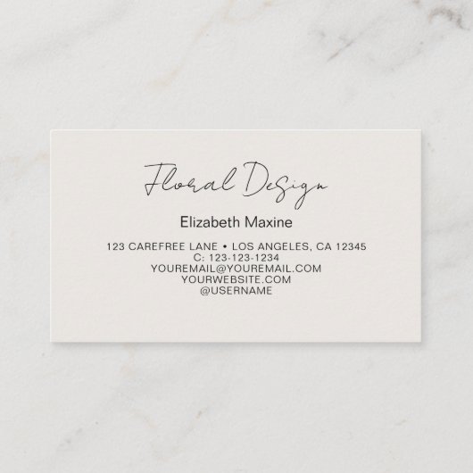 Waterverf Wildflower Boho Visitekaartje (Achterkant)