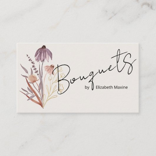 Waterverf Wildflower Boho Visitekaartje (Voorkant)